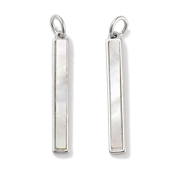 

PandaHall Brass Pave Natural Shell Pendants, Rectangle Charms with Jump Rings, Platinum, 25.5x3.5x1.5mm, Hole: 3mm Shell Rectangle