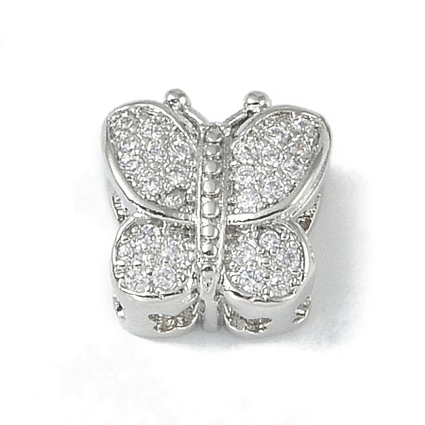 

PandaHall Rack Plating Brass Micro Pave Clear Cubic Zirconia Beads, Long-Lasting Plated, Lead Free & Cadmium Free, Butterfly, Platinum...