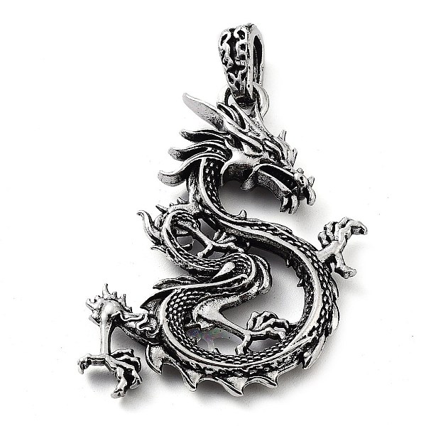 

PandaHall Tibetan Style Alloy Pendants, Dragon Charms, Antique Silver, 46.5x40x6.5mm, Hole: 7x4mm Alloy Dragon