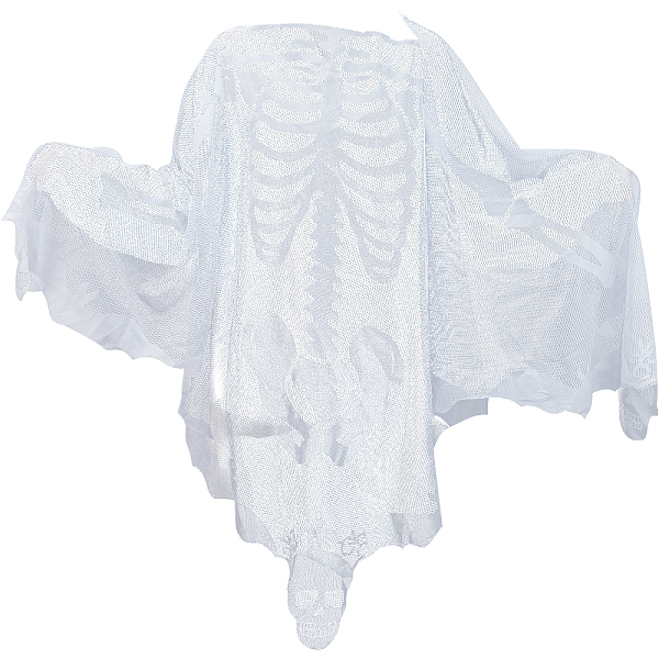 PandaHall Polyester Lace Skeleton Poncho, Halloween Costume Accessories, White, 1500x1500x0.01mm Polyester White