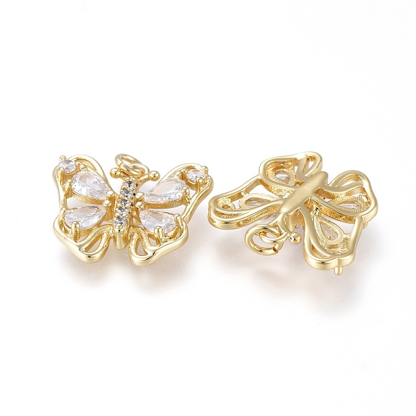 

PandaHall Brass Micro Pave Cubic Zirconia Pendants, Real 18K Gold Plated, Long-Lasting Plated, Butterfly, Clear, 15x16.5x3.5mm, Hole: 2.6mm...