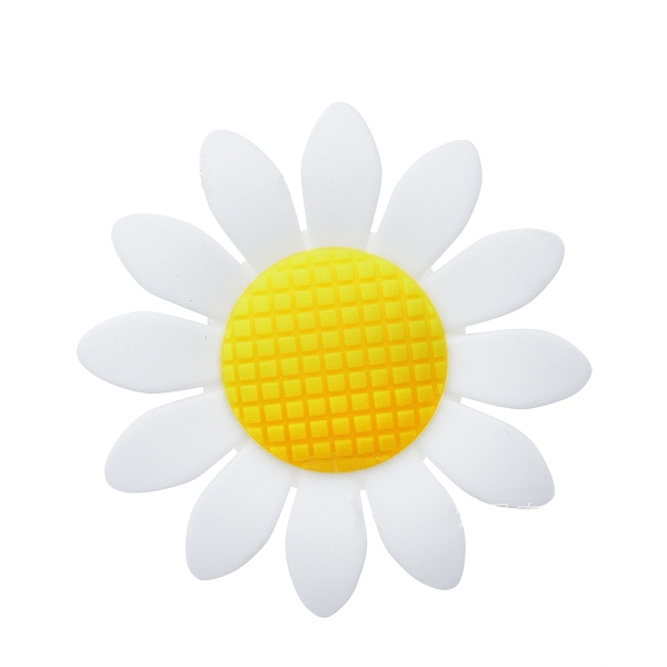 

PandaHall Sunflower Food Grade Silicone Beads, Chewing Beads For Teethers, DIY Nursing Necklaces Making, White, 40mm Silicone Flower White