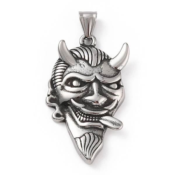 

PandaHall 304 Stainless Steel Pendants, with 201 Stainless Steel Snap on Bails, Cattle Ghost Charm, Antique Silver, 48x27x7mm, Hole: 9x5mm...