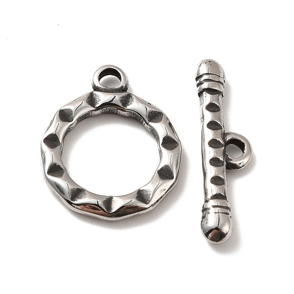 PandaHall 316 Stainless Steel Toggle Clasps, Ring, Antique Silver, Ring: 19.5x16x2mm, Hole: 2mm, Bar: 6x23x3mm, Hole: 2mm 316 Surgical...