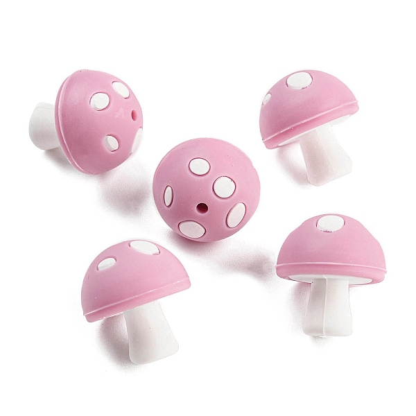 

PandaHall Mushroom Food Grade Silicone Focal Beads, Chewing Beads For Teethers, DIY Nursing Necklaces Making, Pink, 20x18mm, Hole: 2mm...