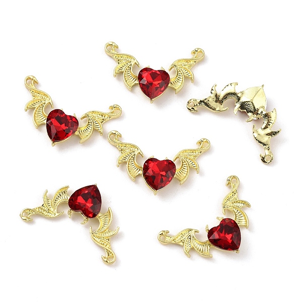 

PandaHall Golden Alloy Connector Charms, with Acrylic Rhinestone, Wing, Hyacinth, 20x31.5~32x6mm, Hole: 1.4mm Alloy+Rhinestone Wing Red