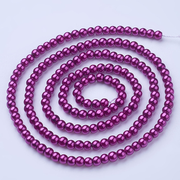 

PandaHall Glass Pearl Beads Strands, Pearlized, Round, Camellia, 4~5mm, Hole: 0.8~1mm, about 216pcs/strand, 32 inch Glass Round Pink