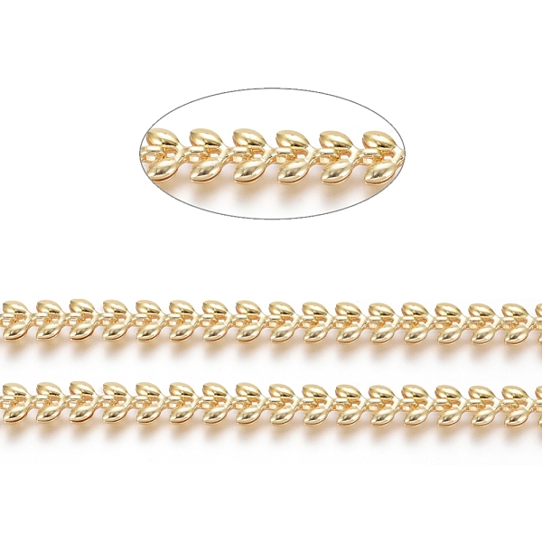

PandaHall Brass Handmade Cobs Chains, Link Chains, with Spool, Long-Lasting Plated, Unwelded, Leaf, Real 18K Gold Plated, 6x5x2mm, about...