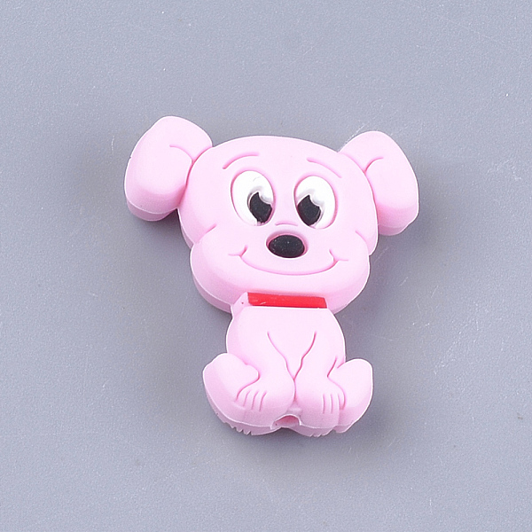 

PandaHall Food Grade Eco-Friendly Silicone Focal Beads, Puppy, Chewing Beads For Teethers, DIY Nursing Necklaces Making, Beagle Dog, Pearl..., Pink