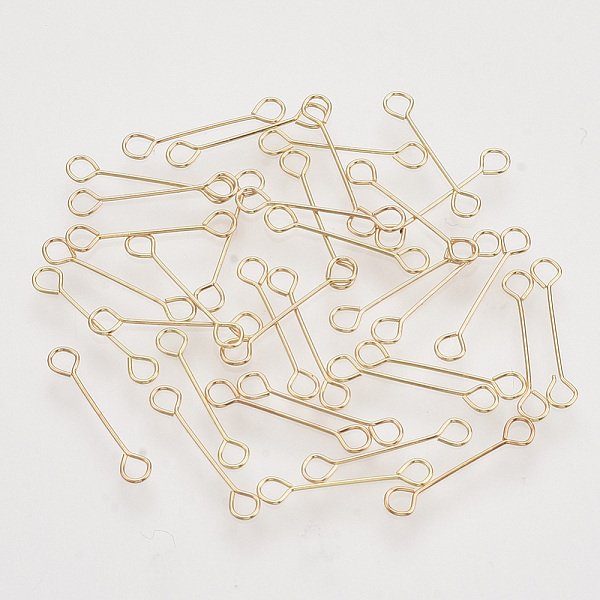 

PandaHall Iron Eye Pins, Double Sided Eye Pins, Cadmium Free & Lead Free, Light Gold, 15x0.4mm, Hole: 1.8mm, Head: 3mm Iron