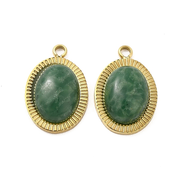 

PandaHall Natural African Jade Oval Charms, with Vacuum Plating Real 18K Gold Plated 201 Stainless Steel Findings, 12x8x3.5mm, Hole: 1.2mm...