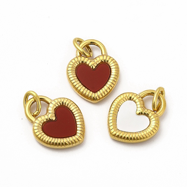 

PandaHall Vacuum Plating 304 Stainless Steel Acrylic Pendants, with Shell and Jump Rings, Heart, Golden, 18x14x3mm, Hole: 2.8mm Stainless...