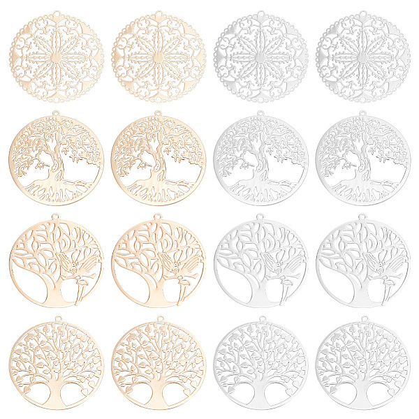 

PandaHall BENECREAT 32Pcs 8 Style Rack Plating Brass Filigree Pendants, Long-Lasting Plated, Flat Round, Nickel Free, Flat Round with Tree...