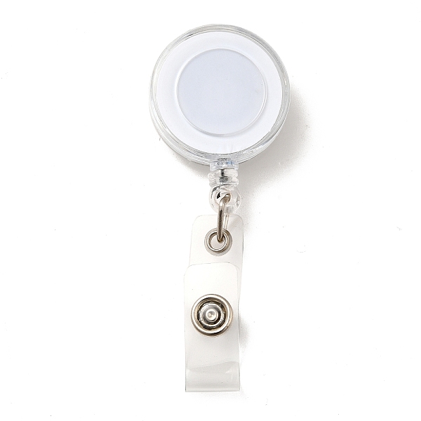 

PandaHall Plastic Retractable Badge Reel, Card Holders, with Iron Findings, Round, White, Size: about 32mm wide, 80mm long, 15mm thick...