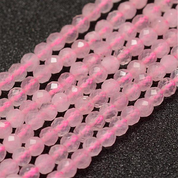 PandaHall Natural Rose Quartz Beads Strands, Faceted, Round, 3mm, Hole: 0.5~0.6mm, about 120pcs/strand, 15.3~15.7 inch(39~40cm) Rose Quartz...