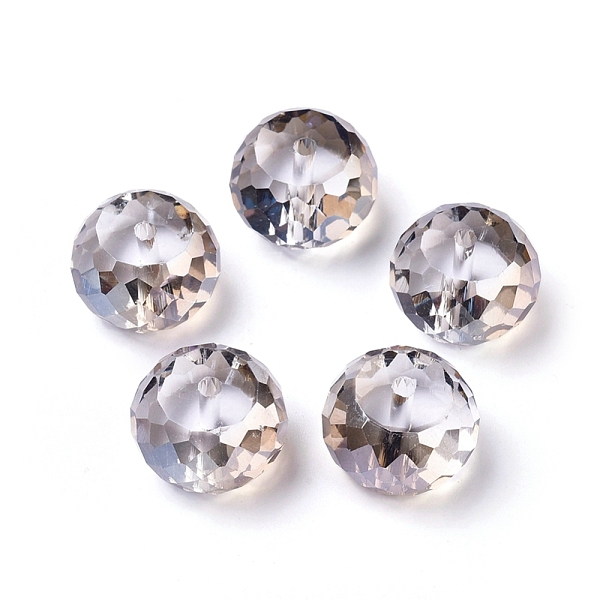

PandaHall Electorplated Glass Beads, Rainbow Plated, Faceted, Rondelle, Dark Khaki, 16x10mm Glass Rondelle Yellow