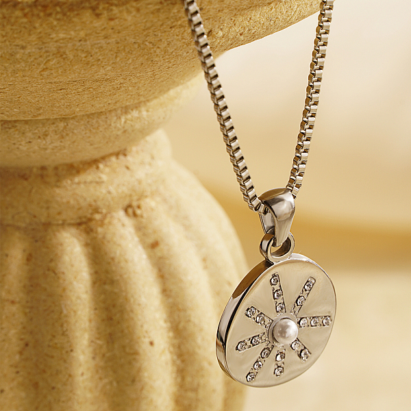 

PandaHall Stylish Stainless Steel Sun Pendant Necklace for Women's Daily Wear Stainless Steel