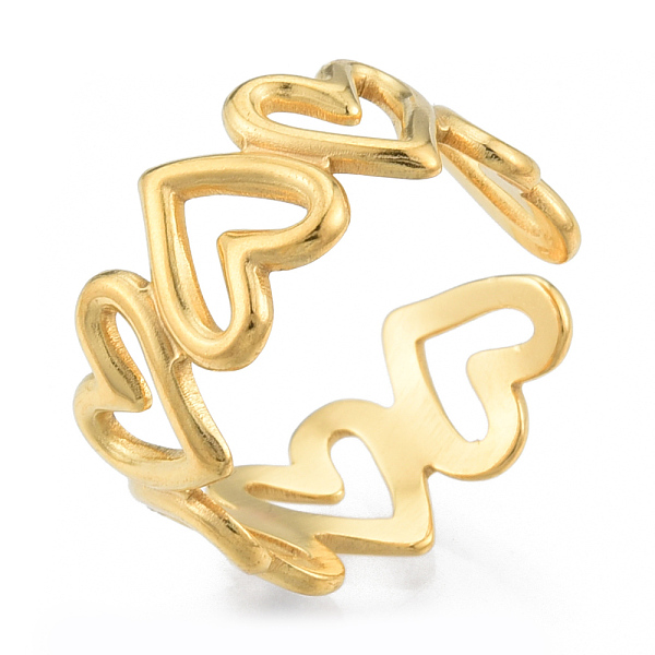 

PandaHall Ion Plating(IP) 304 Stainless Steel Hollow Heart Cuff Rings, Open Rings for Women Girls, Real 18K Gold Plated, US Size 6(17.1mm)...
