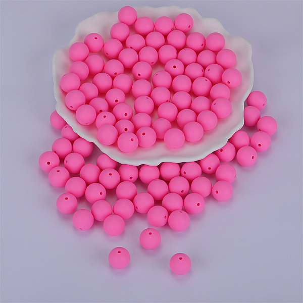 

PandaHall Round Silicone Focal Beads, Chewing Beads For Teethers, DIY Nursing Necklaces Making, Hot Pink, 15mm, Hole: 2mm Silicone Round