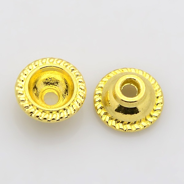 

PandaHall Tibetan Style Alloy Bead Caps, Lead Free & Cadmium Free, Golden, 10x5mm, Hole: 2mm Alloy