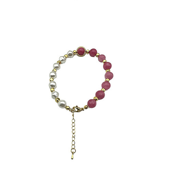 

PandaHall Dyed Natural White Chalcedony Round Beaded Bracelet, Golden, 7-1/8~9-1/8 inch(18~23cm) Chalcedony