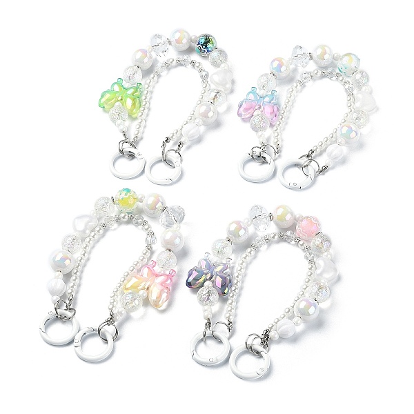 

PandaHall Acrylic Butterfly Beaded Mobile Straps, Multifunctional Chain, with Alloy Spring Gate Ring, Colorful, 25.2x0.8~2.9cm Acrylic