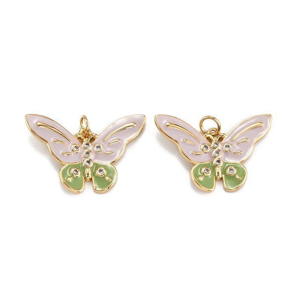 

PandaHall Brass Micro Pave Clear Cubic Zirconia Pendants, with Enamel and Jump Rings, Butterfly, Real 18K Gold Plated, 17x27x2.5mm, Hole..., Purple