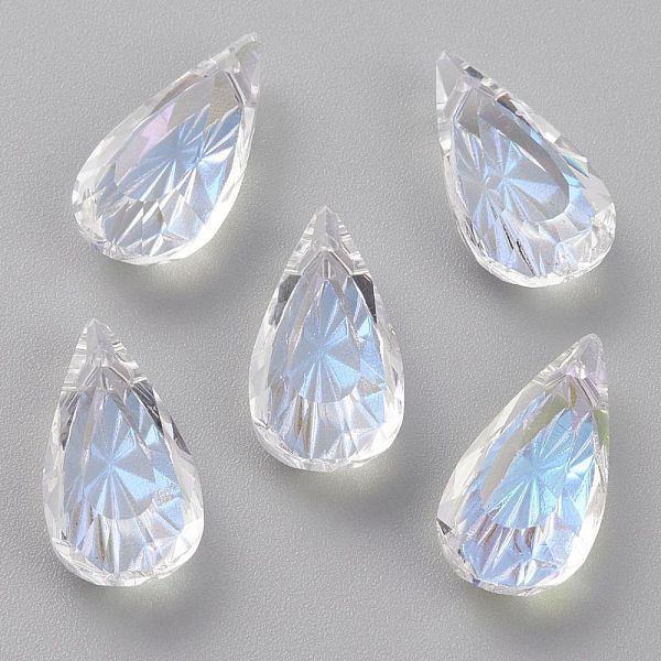 

PandaHall Embossed Glass Rhinestone Pendants, Teardrop, Faceted, Moonlight, 20x10x5.5mm, Hole: 1.5mm Glass Teardrop Clear
