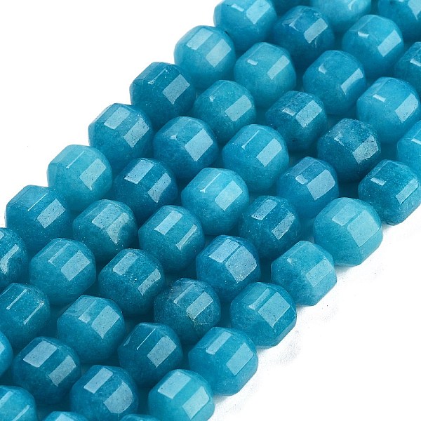 

PandaHall Natural Malaysia Jade Beads Strands, Dyed, Faceted Bicone Barrel Drum, Deep Sky Blue, 10x9.5mm, Hole: 1mm, about 38pcs/strand...