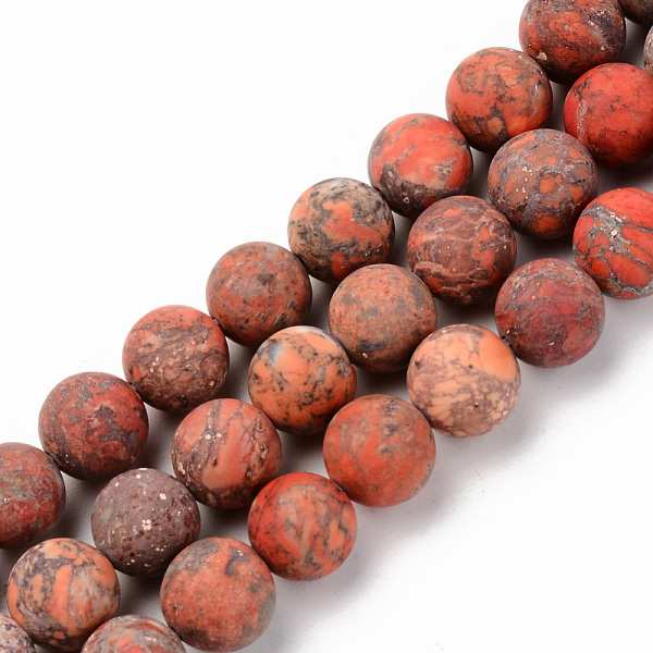 

PandaHall Natural American Turquoise Beads Strands, Frosted, Dyed & Heated, Round, Coral, 10mm, Hole: 1mm, about 37~38pcs/strand, 15.16'..., Red