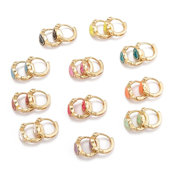 

PandaHall Brass Micro Pave Clear Cubic Zirconia Huggie Hoop Earrings, with Enamel, Smiling Face, Real 18K Gold Plated, Mixed Color..., Multicolor