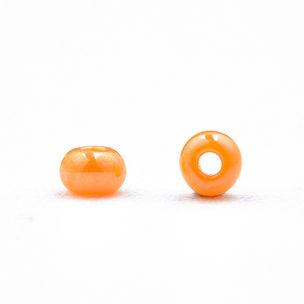 

PandaHall 11/0 Czech Opaque Glass Seed Beads, Lustered, Round, Orange, 2.2x1.5mm, Hole: 0.7mm, about 500g/bag Glass Orange