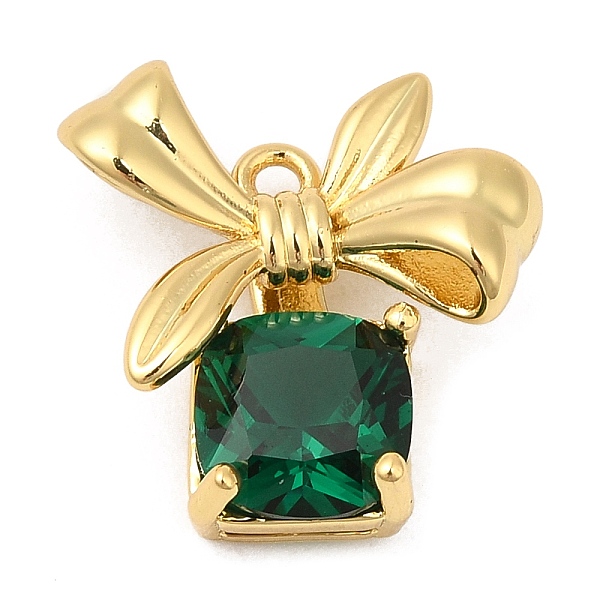 

PandaHall Real 18K Gold Plated Brass Pendants, with Glass, Cadmium Free & Lead Free, Christmas Gift Box with Bowknot Charms, Sea Green...