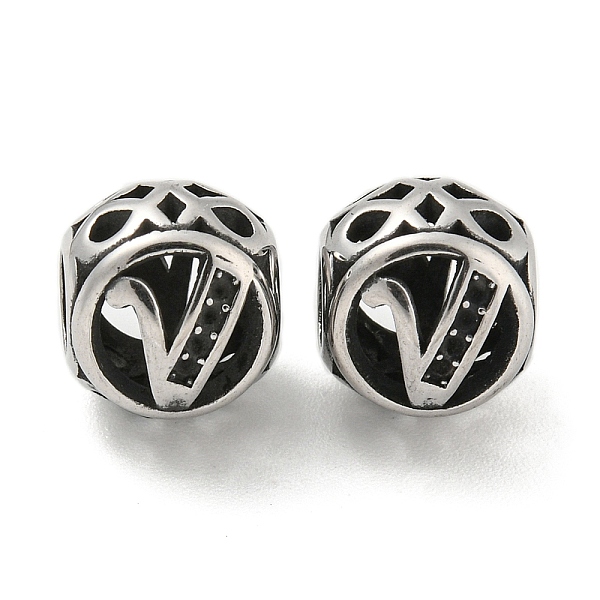 

PandaHall 304 Stainless Steel Beads Rhinestone Settings, Large Hole Beads, Round, Letter V, 9.5x8.5x9.5mm, Hole: 4mm, Fit for 0.8mm...
