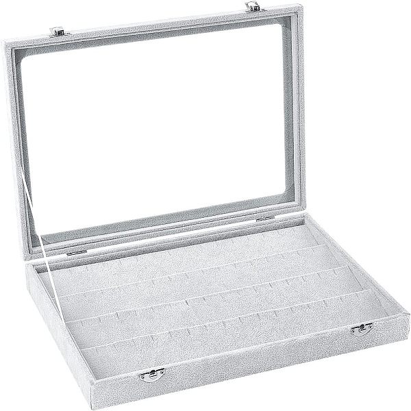 

PandaHall OLYCRAFT Velvet Pin Display Box Ring Organizer Box Cabinet Brooch Collection Display Case with Transparent Lid for for Rings Studs...