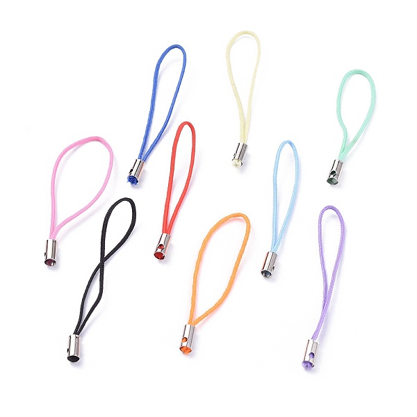 

PandaHall Mobile Phone Strap, Colorful DIY Cell Phone Straps, Nylon Cord Loop with Alloy Ends, Mixed Color, 50~60mm Nylon Multicolor
