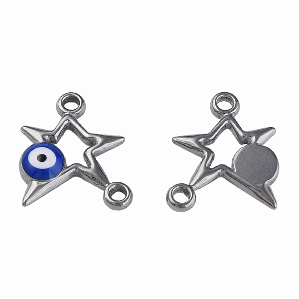 

PandaHall 304 Stainless Steel Enamel Connector Charms, Stainless Steel Color, Star with Evil Eye, Dark Blue, 16x13.5x3mm, Hole: 1.6mm 304...