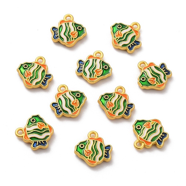 

PandaHall Alloy Enamel Pendants, Golden, Fish, Green, 12.8x12.2x3mm, Hole: 1.4mm Alloy+Enamel Fish Green