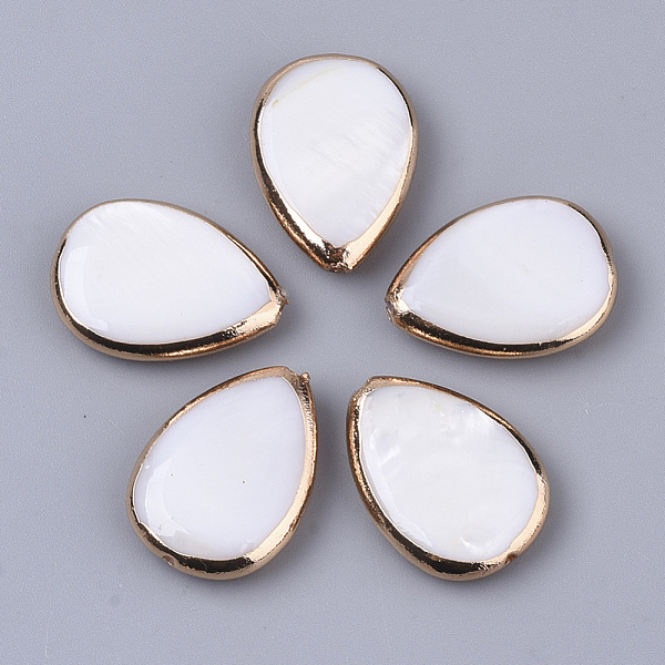 

PandaHall Edge Golden Plated Freshwater Shell Beads, for DIY Craft Jewelry Making, teardrop, Seashell Color, 18x13x4mm, Hole: 0.8mm...