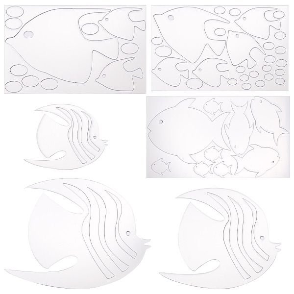 3 ensemble de 3 autocollants muraux miroir en acrylique de style poisson