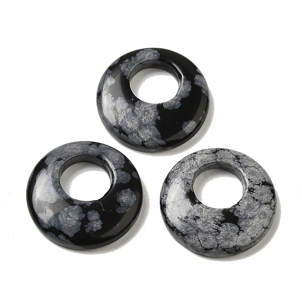 

PandaHall Natural Snowflake Obsidian Pendants, Donut/Pi Disc Charms, 27.5~28x4.5~5.5mm Snowflake Obsidian Donut