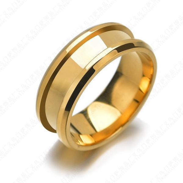 

PandaHall 201 Stainless Steel Grooved Finger Ring Settings, Ring Core Blank, for Inlay Ring Jewelry Making, Golden, Size 12, 8mm, Inner...