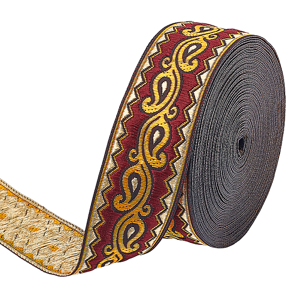 

PandaHall FINGERINSPIRE 9.8 Yards Dark Red Vintage Jacquard Ribbon 1.3inch Ethnic Style Floral Embroidery Trim Polyester Flower Jacquard...