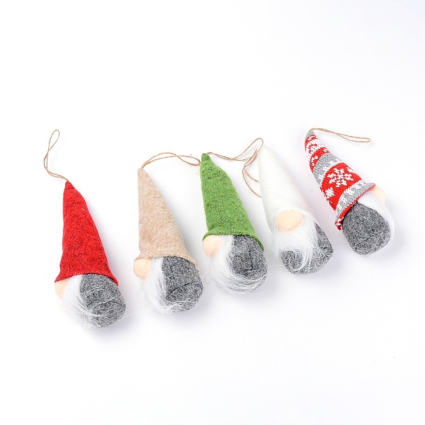

PandaHall Cloth Christmas Doll Pendant Decorations, Mixed Color, 220~235mm, 5pcs/set Cloth Human Multicolor