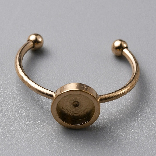 

PandaHall 304 Stainless Steel Cuff Ring Components, with 201 Stainless Steel Tray and Beads, Rose Gold, US Size 7 1/2(17.7mm), Tray: 6mm 304...