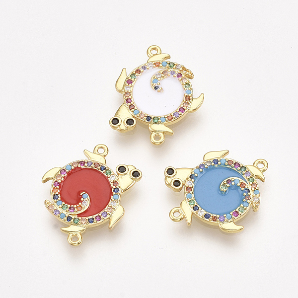 

PandaHall Brass Micro Pave Cubic Zirconia Links, with Enamel, Tortoise, Golden, Mixed Color, 20.5x17.5x1.5mm, Hole: 1mm Brass+Cubic..., Multicolor