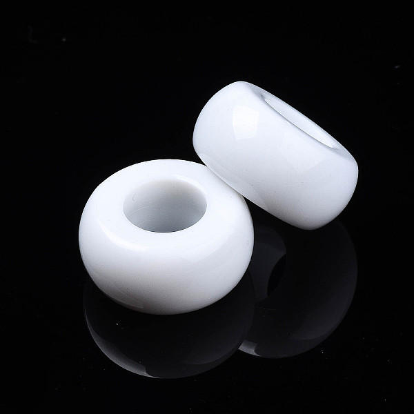 

PandaHall Opaque Acrylic European Beads, Large Hole,Ring, White, 20x10mm, Hole: 9mm Acrylic Ring White