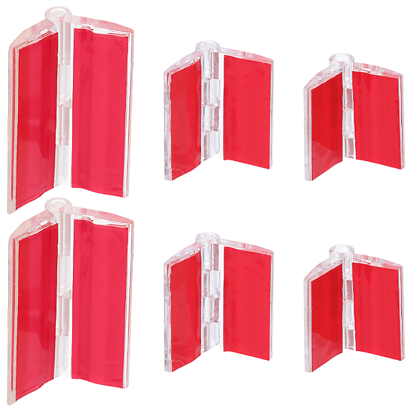 

PandaHall Gorgecraft 12Pcs 3 Styles Acrylic Self Adhesive Hinge, Rectangle, Red, 23.5~45x34~35x5.5~6mm, 4pcs/style Acrylic Rectangle Red