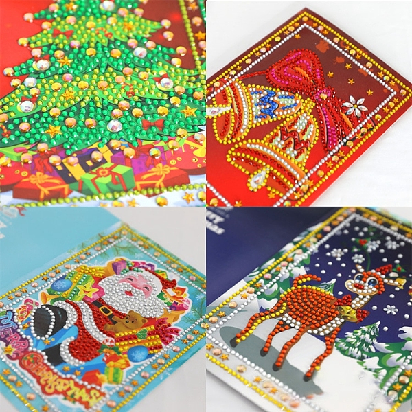 

PandaHall DIY Christmas Theme Diamond Painting Greeting Card Kits, including Paper Card, Paper Envelope, Resin Rhinestones, Diamond Sticky..., Multicolor