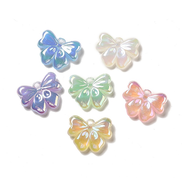 

PandaHall Luminous Acrylic European Beads, AB Color Plated, Bowknot, Mixed Color, 33.5x42x10.7mm, Hole: 4.2mm Acrylic Multicolor
